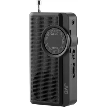 JVC RA-E311B Portable AM/FM Radio with Telescopic Antenna and Carry Handle, Black