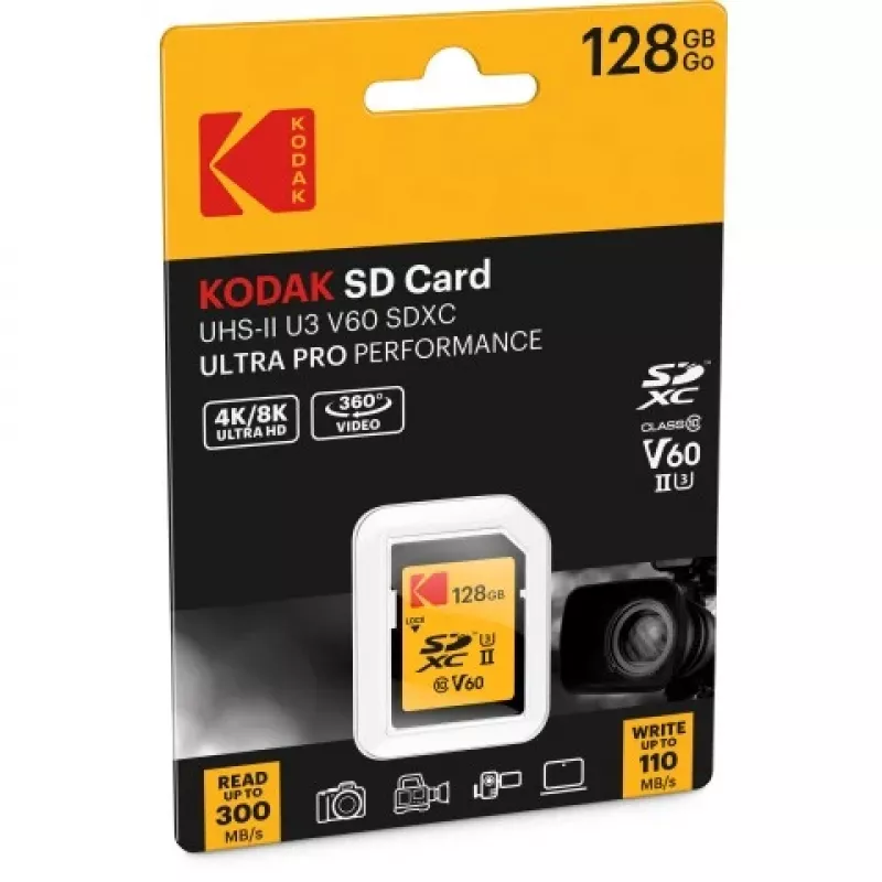 Kodak SDXC 128GB UHS-II U3 V60 Ultra Pro Memory Card