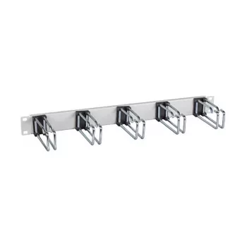 EFB-Elektronik 19 inch 1U Cable Management Panel, 5 x Double Brackets 110 mm, Front Panel RAL9005 (Jet Black)
