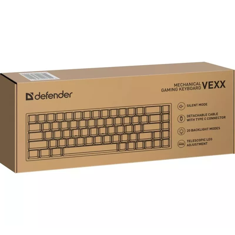 Defender VEXX GK-084 Mechanical Gaming Keyboard, 75% Layout, Outemu Red Switches, White