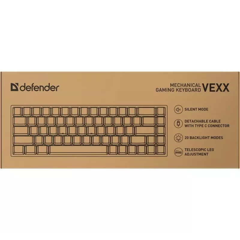 Defender VEXX GK-084 Mechanical Gaming Keyboard, 75% Layout, Outemu Red Switches, White