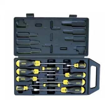 STANLEY Cushion Grip Screwdriver Set 10 Pieces (Flat + Phillips + Pozi + Stubby)