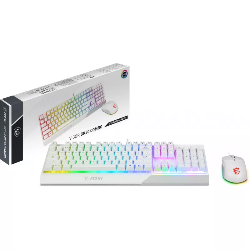 MSI Vigor GK30 Combo White Gaming Keyboard and Mouse Set (DE Layout)