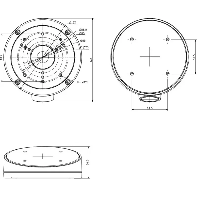 Hikvision DS-1281ZJ-S Junction Box for Dome/Turret Cameras, White, Aluminum Alloy