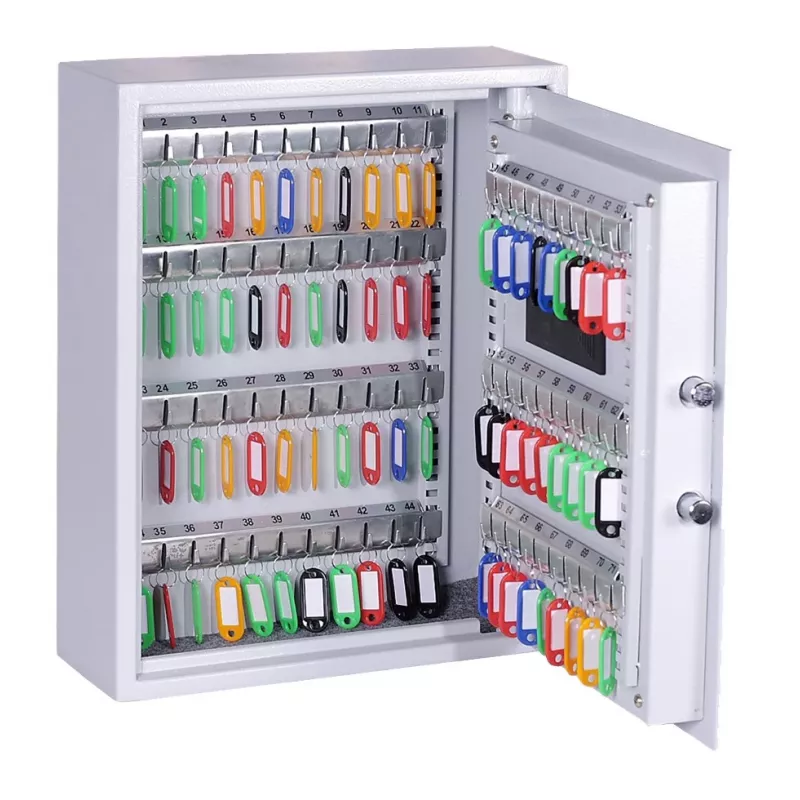 OLYMPIA GOsafe 50B Key Safe with Electronic Code Lock, 50 Hooks, Grey, Wall-Mountable, Solid Steel
