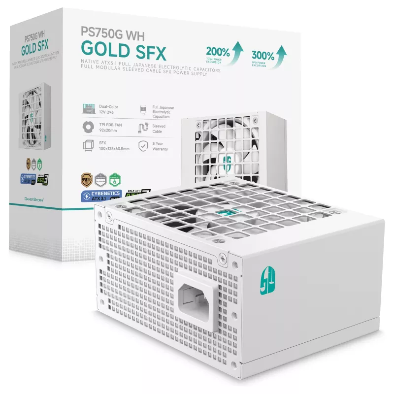 DeepCool PS750G WH 750W ATX 3.1 Full Modular 80 Plus Gold Power Supply White