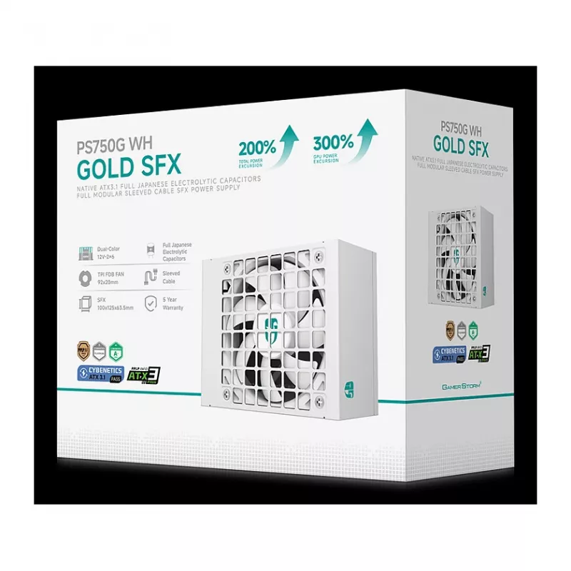 DeepCool PS750G WH 750W ATX 3.1 Full Modular 80 Plus Gold Power Supply White