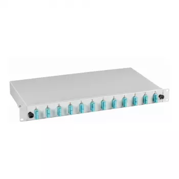 EFB-Elektronik Splice Box SC OM3 50/125µm Extractable 48 Pigtails Pre-terminated / 24 Duplex Couplers 1U 19 inch Rack Mount