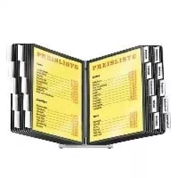 Durable Sherpa Desk Display System with 20 A4 Panels, Black Base