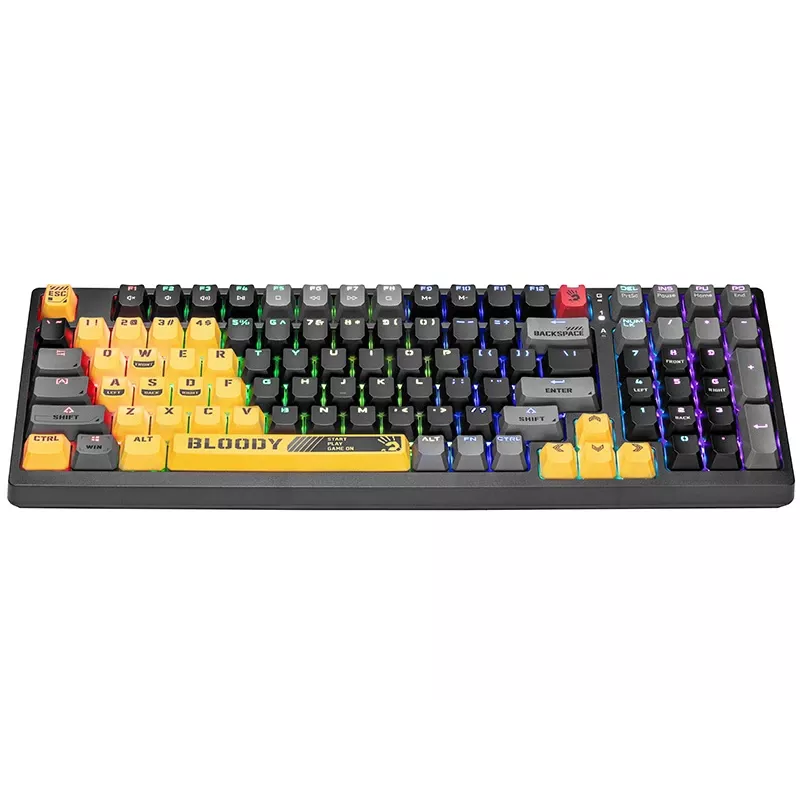 A4Tech Bloody S98 Sports Lime Mechanical Keyboard, BLMS Red Plus Switches, 98-Key Compact, RGB Backlight, USB-C Detachable