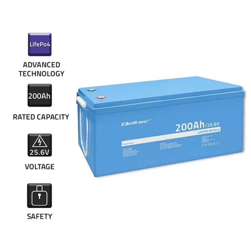 Qoltec LiFePO4 Battery 25.6V 200Ah BMS