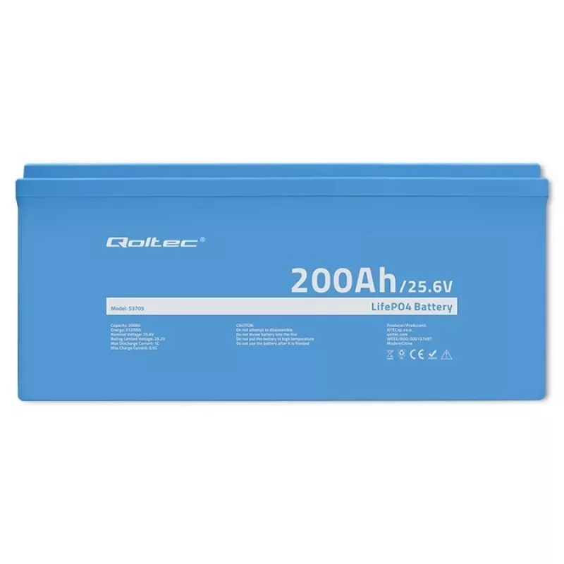 Qoltec LiFePO4 Battery 25.6V 200Ah BMS
