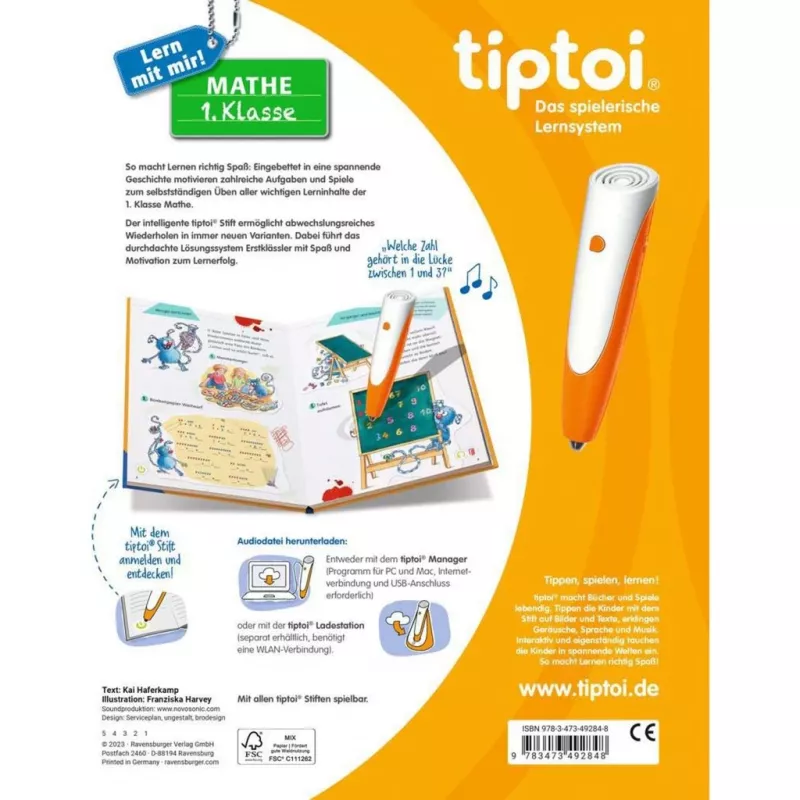 RAVENSBURGER tiptoi Lern mit mir! Mathe 1. Klasse Interactive Learning Book