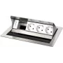 Kindermann CablePort standard² 4-fold Desk Connection Panel - Flush-mount - 3x Power Sockets (Type F) - Silver/Black