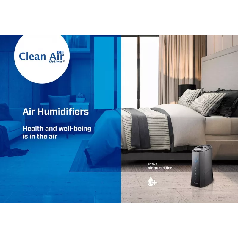 Clean Air Optima CA-603 Ultrasonic Humidifier with Ionizer, 5.5L, Cool & Warm Mist, Up to 60 m², Digital Touch Panel, Remote Control, Wi-Fi App
