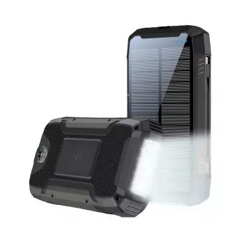 PowerNeed S20000Q 20000mAh Outdoor Solar Power Bank with Wireless Charging, QC3.0 & PD 20W, Black