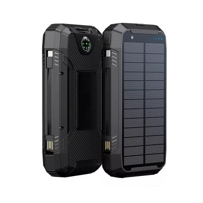 PowerNeed S20000Q 20000mAh Outdoor Solar Power Bank with Wireless Charging, QC3.0 & PD 20W, Black