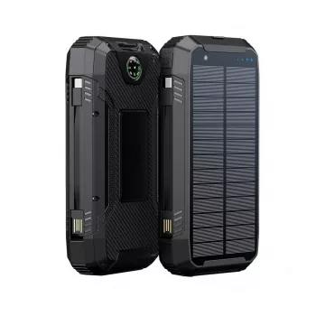 PowerNeed S20000Q 20000mAh Outdoor Solar Power Bank with Wireless Charging, QC3.0 & PD 20W, Black