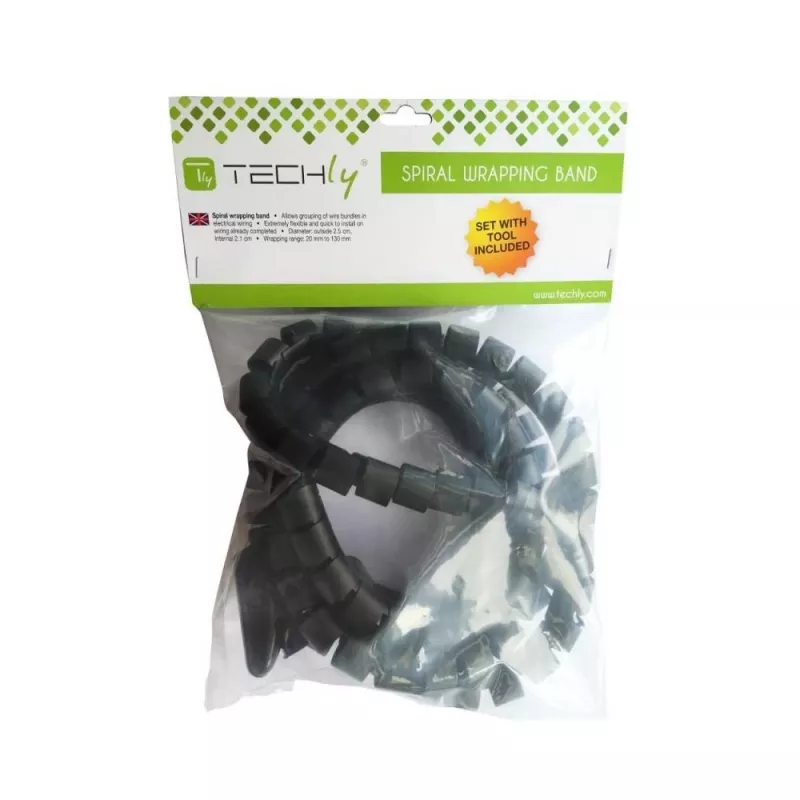 TECHLY Flexible Cable Cover 2.5m 25mm Diameter Black