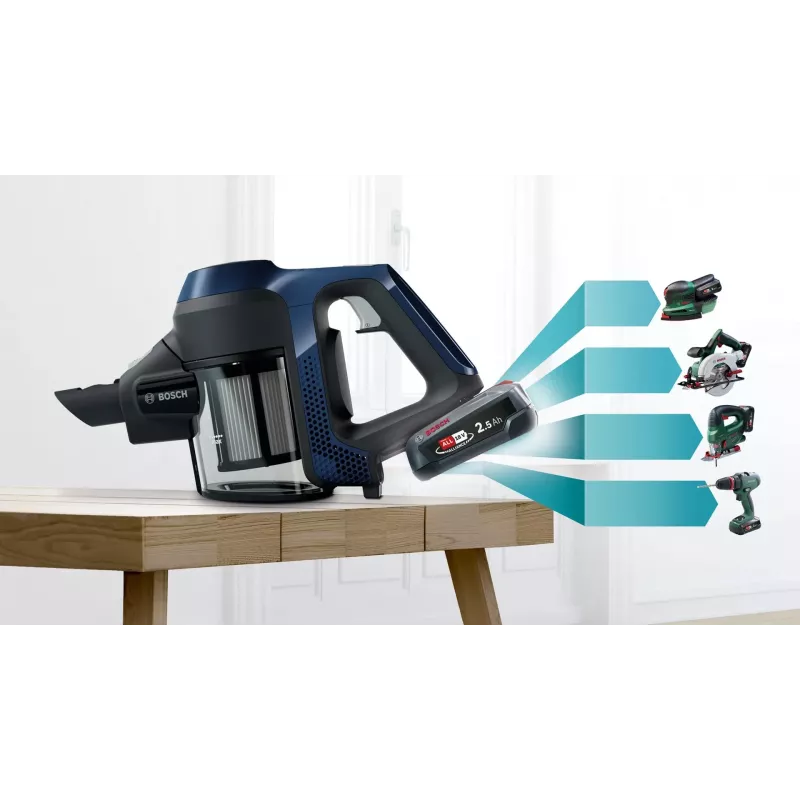 Bosch Unlimited Serie 6 BCS611P4A Cordless Stick Vacuum Cleaner, 0.3 L, Black, 2.5 Ah