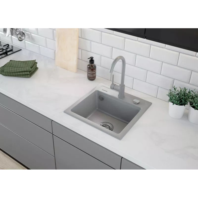 DEANTE Kitchen Mixer Tap Grey Graphite Single-Lever Brass Swivel U-Spout