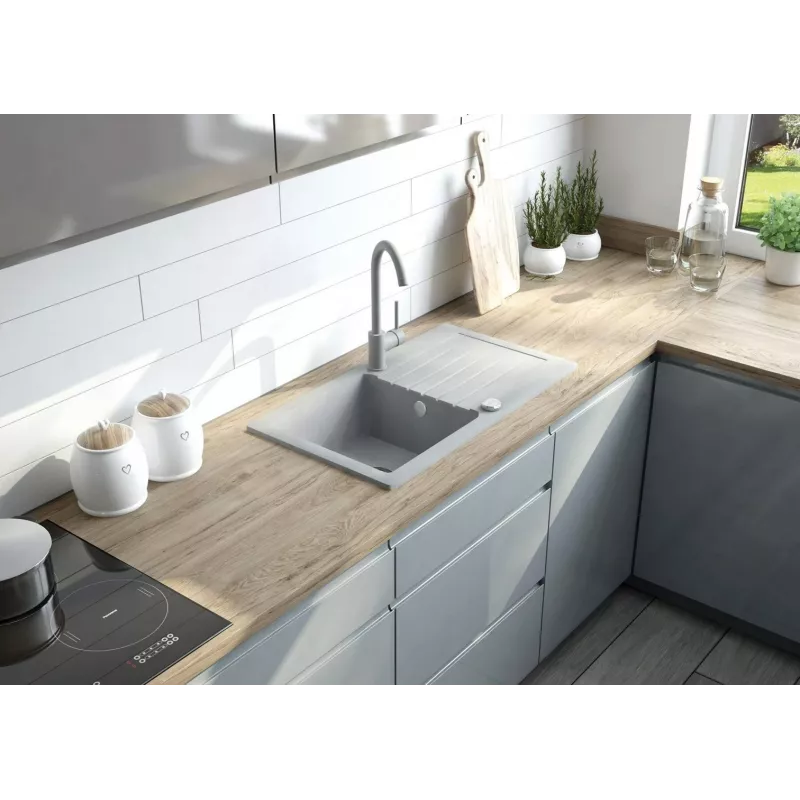 DEANTE Kitchen Mixer Tap Grey Graphite Single-Lever Brass Swivel U-Spout