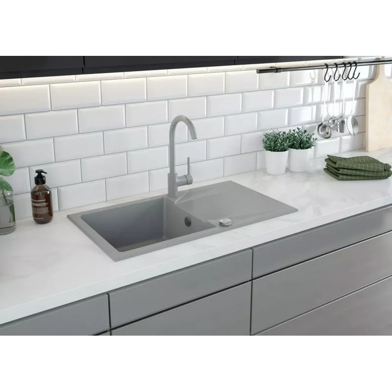 DEANTE Kitchen Mixer Tap Grey Graphite Single-Lever Brass Swivel U-Spout