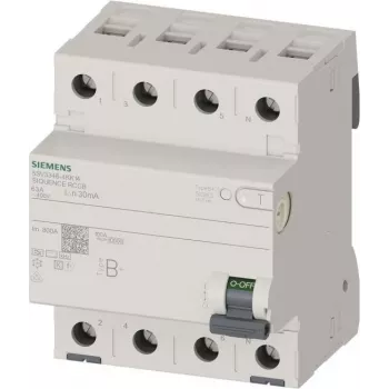 Siemens 5SV33464KK14 SENTRON 5SV3 RCCB Type B+ 63A 4-Pole 30mA Residual Current Circuit Breaker