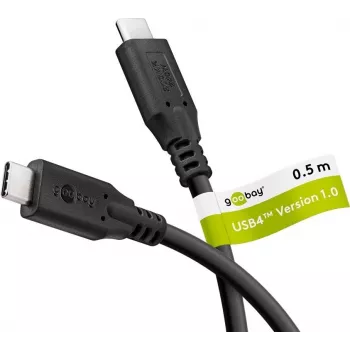 WENTRONIC Goobay USB-C Cable USB4 240W 20 Gbit/s Power Delivery 0.5 m Black (74186)