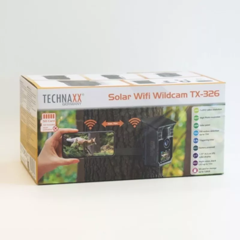 Technaxx Wildcam TX-326 Solar Wi-Fi Trail Camera 48MP Full HD 1080p Night Vision