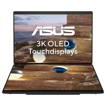 ASUS Zenbook Duo UX8407AA-SN469X Copilot+ PC Laptop, 14 inch 3K OLED Touch 144Hz, Intel Core Ultra 9 386H, 32GB LPDDR5x, 1TB SSD, Windows 11 Pro, German QWERTZ keyboard