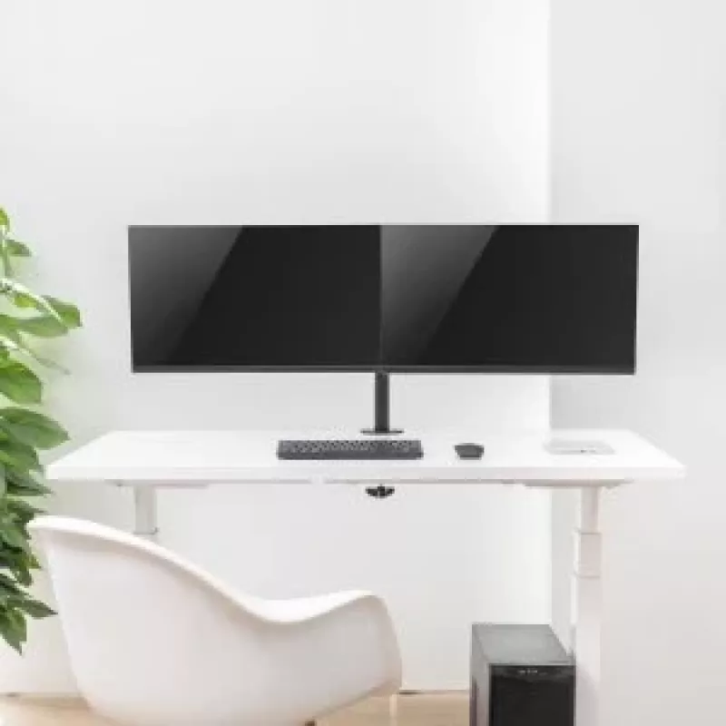 Maclean MC-884 Single Monitor Desk Mount for 17-32 inch Screens, Black, Gas Spring, USB 3.0