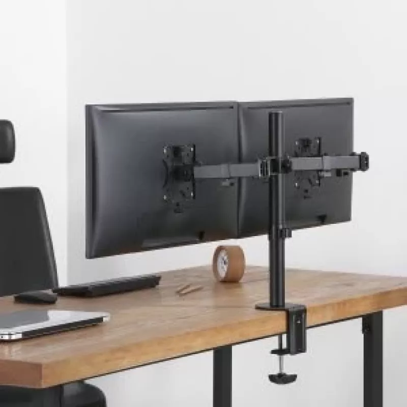 Maclean MC-884 Single Monitor Desk Mount for 17-32 inch Screens, Black, Gas Spring, USB 3.0
