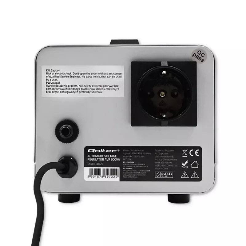 Qoltec 50722 Automatic Voltage Stabilizer AVR 500VA 300W