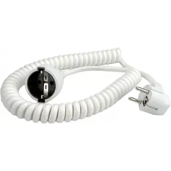 Bachmann Coiled Power Cable H05VV-F 3G1.5mm² 0.5m White CEE7/7