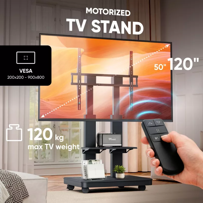 ONKRON TS2811E-B Mobile TV Stand for 50-120 inch Screens, Black