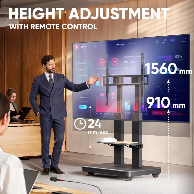 ONKRON TS2811E-B Mobile TV Stand for 50-120 inch Screens, Black