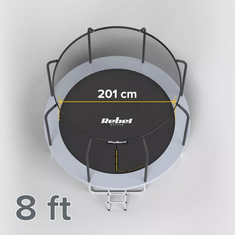 REBEL Active Trampoline PRO 8ft/244cm with Safety Net and Ladder