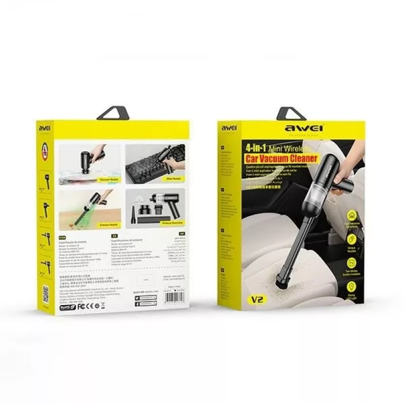 AWEI Mini Cordless Vacuum Cleaner V2 Black 5000Pa Suction USB-C