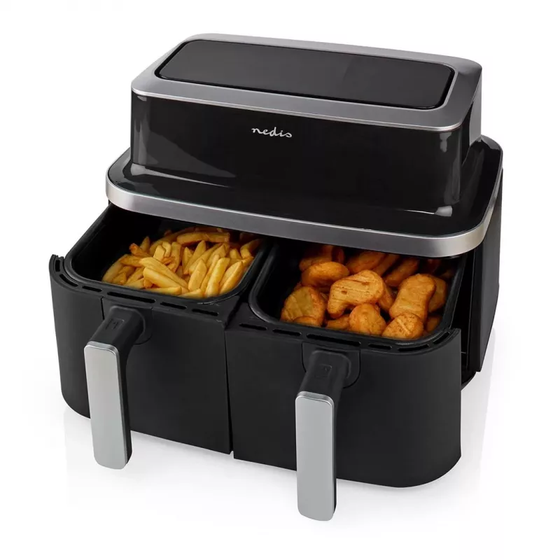 Nedis KAAF320BK Hot Air Fryer Dual Basket 8.4 L 2600 W Digital Touchscreen Black