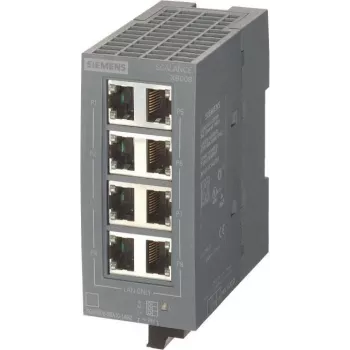 Siemens 6GK5008-0BA10-1AB2 SCALANCE XB008 Unmanaged Industrial Ethernet Switch, 8-Port 10/100 Mbps, DIN Rail Mount