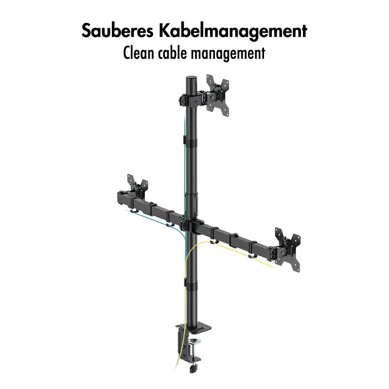 LOGILINK Triple Monitor Mount for 17-27 inch Screens, 10 kg per Arm, Black