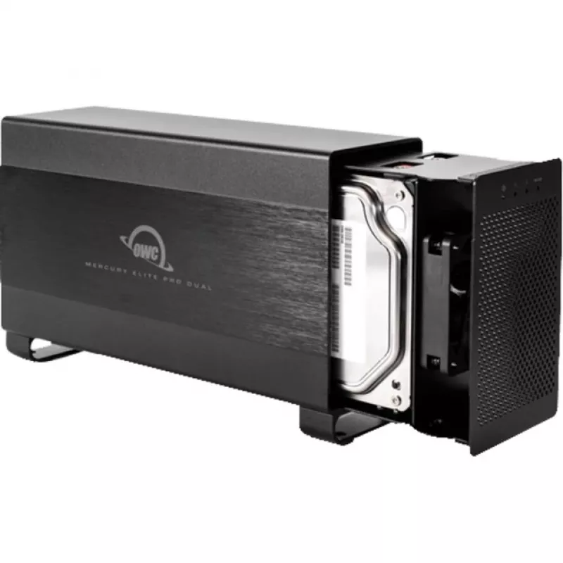 OWC Mercury Elite Pro Dual - External RAID Enclosure - 2-Bay - 2.5/3.5 inch - SATA I/II/III - USB 3.1 Gen 1 & eSATA - Aluminum - Black