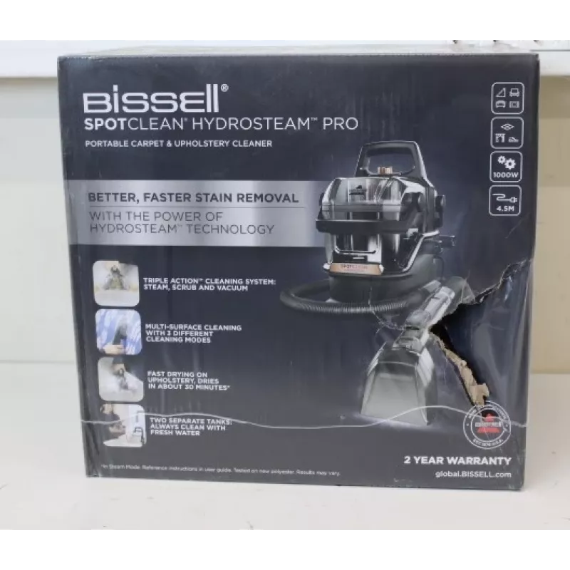 BISSELL SpotClean HydroSteam Pro Portable Carpet and Upholstery Cleaner, Corded, 1000 W, Black