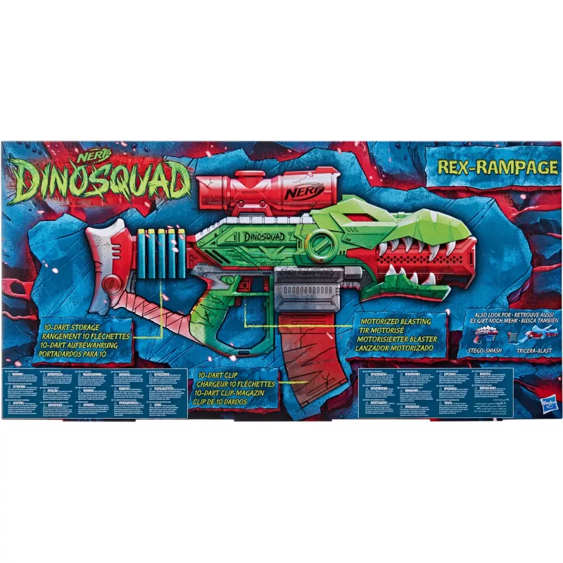 HASBRO Nerf DinoSquad Rex-Rampage Motorized Dart Blaster - Green/Orange