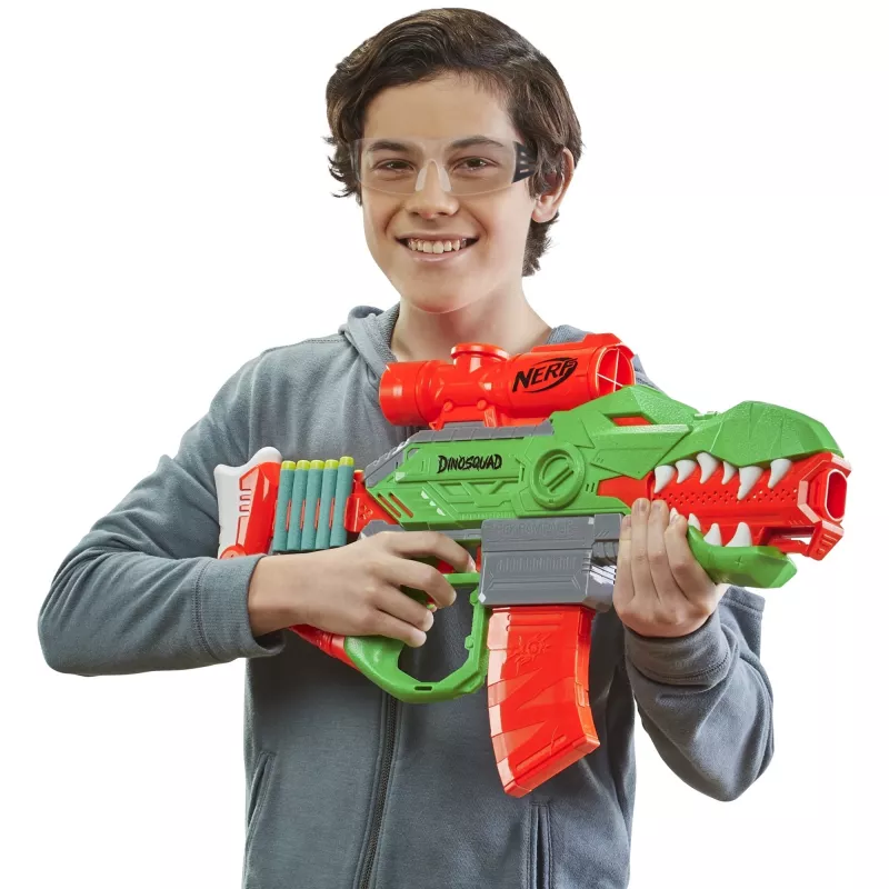 HASBRO Nerf DinoSquad Rex-Rampage Motorized Dart Blaster - Green/Orange