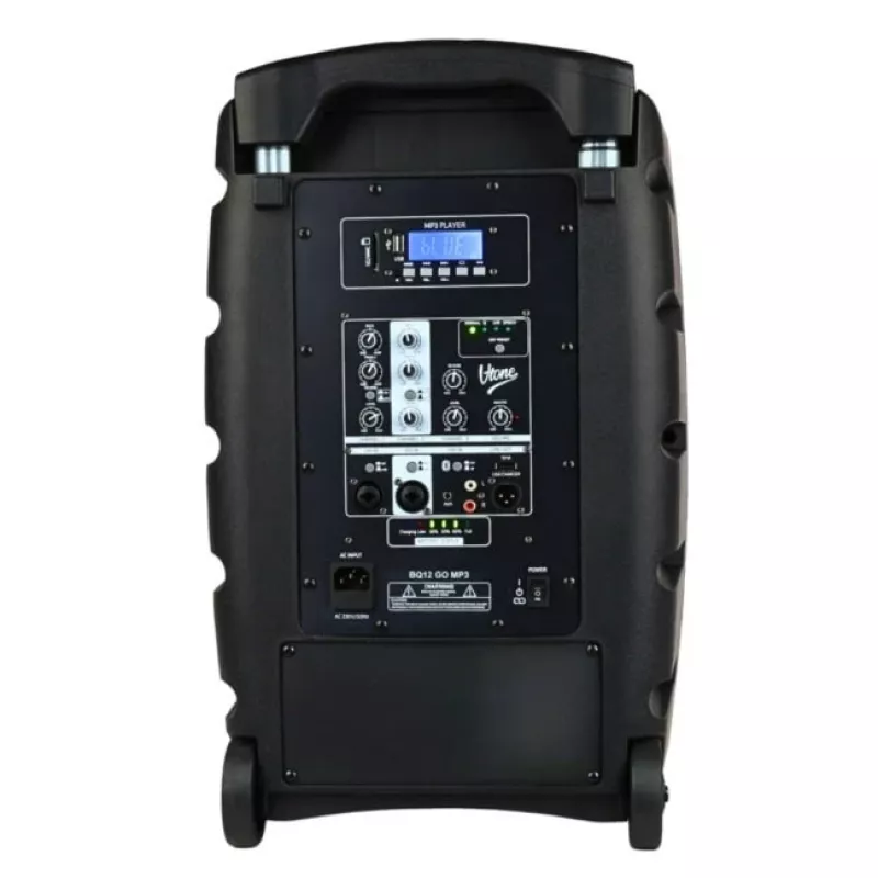 V-TONE BQ12 GO MP3 Active 8 inch Battery-Powered Speaker with Wireless Microphone and Remote Control, Black