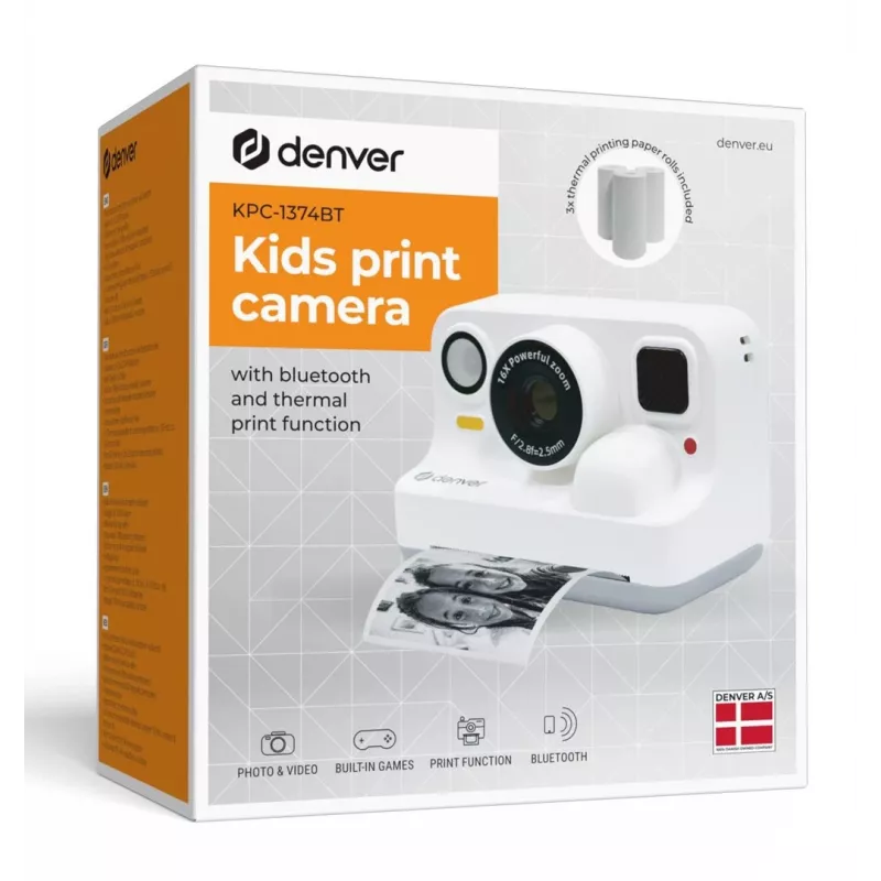 Denver KPC-1374BTW White Kids Camera with Printer