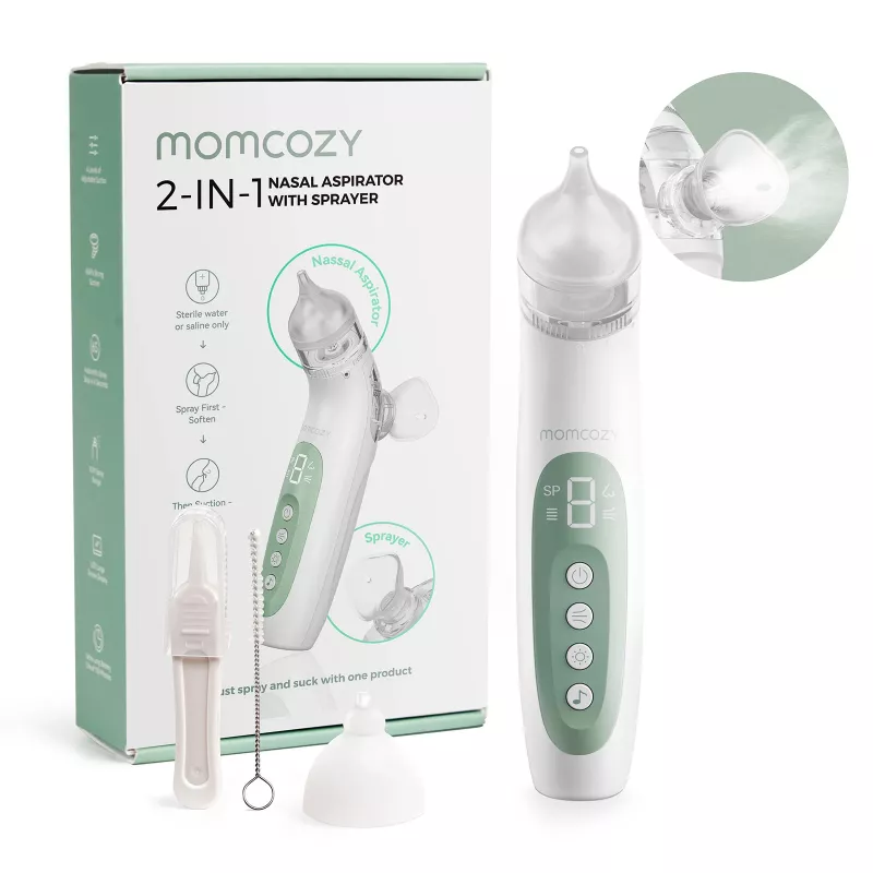 Momcozy BN007 BreezyClear 2-in-1 Saline Spray and Suction Electric Nasal Aspirator