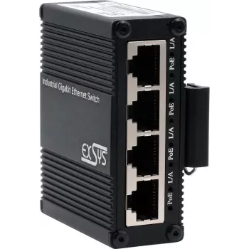 EXSYS EX-62021PoE-P 5-Port Industrial Gigabit Micro Switch with PoE Pass-Through, Unmanaged